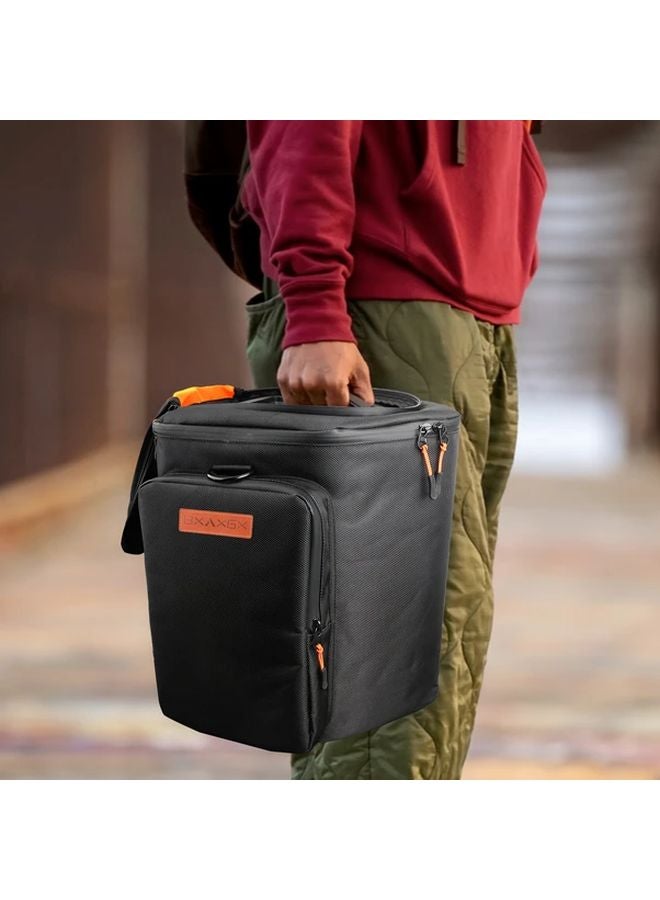 Durable Black Speaker Case With Metal Hook Zipper Multiple Compartments Travel Bag - Image 1